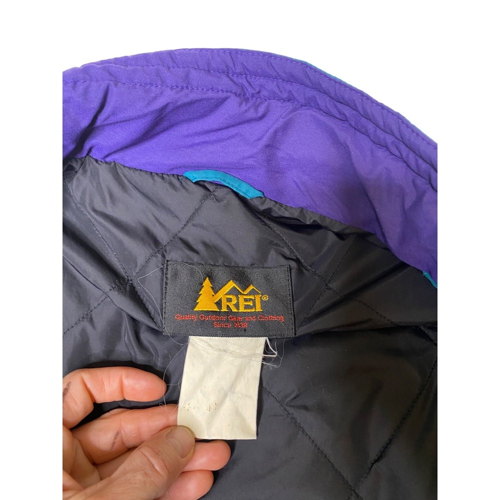 Vintage REI Womens Outdoor Jacket XL Teal & Purple Quilted Lining Long Sleeve 90 - Picture 8 of 9